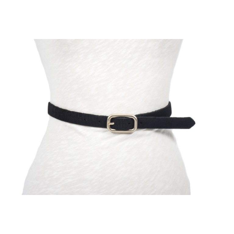 cinturón negro handmade barcelona hebilla plata mate doble paso