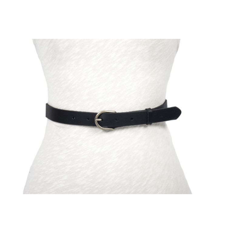 cinturón 2.5cm negro hebilla plata mate unisex