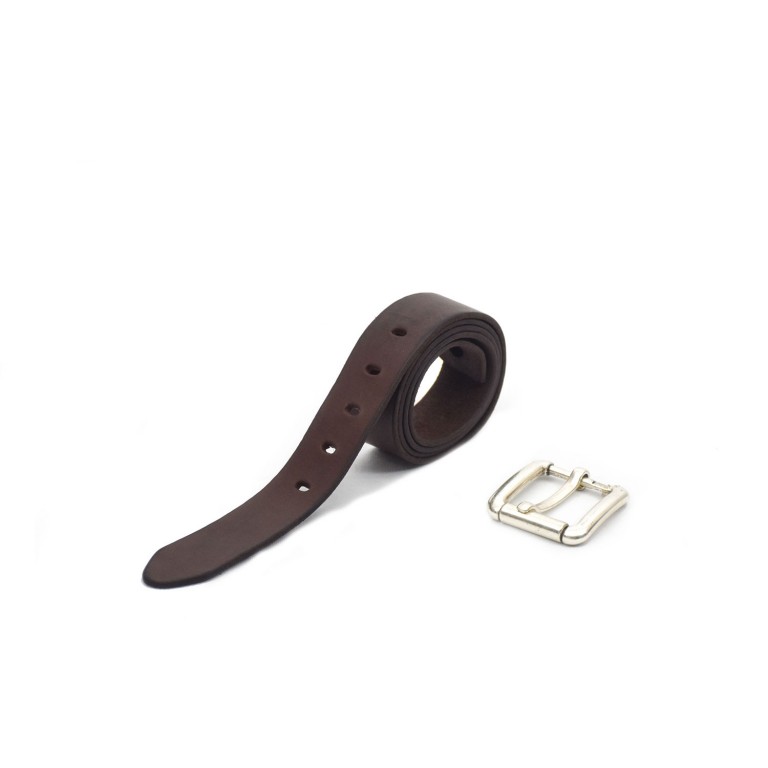 cinturón de piel marrón oscuro 3.5cm handmade in barcelona unisex cuero vacuno